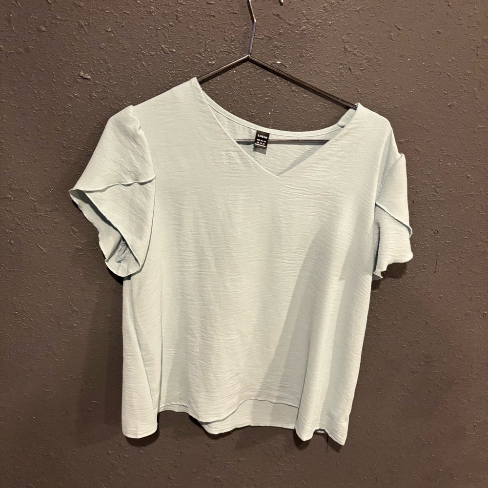 Shein Soft Blue Short Sleeve Top